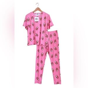 Em & Sprout Skeleton Gingerbread Pink Pajama Set Size Large